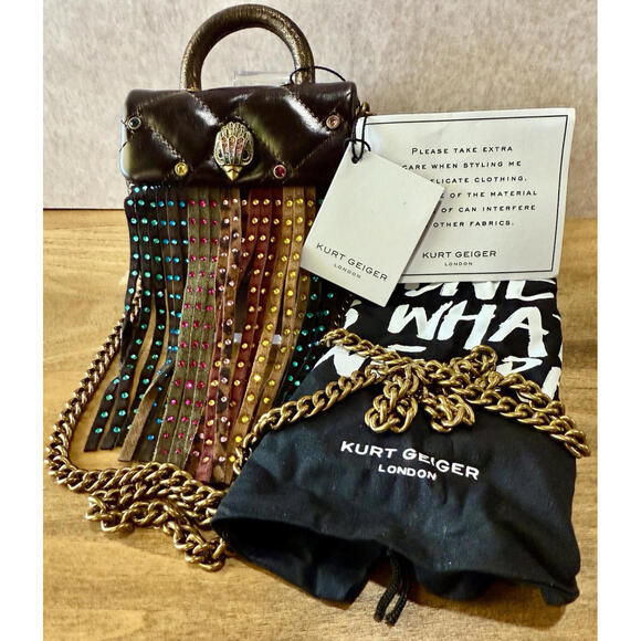 Kurt Geiger Handbags - 🔥 NWT Kurt Geiger London Micro Kensington Fringe Convertible Crossbody Bag Boho